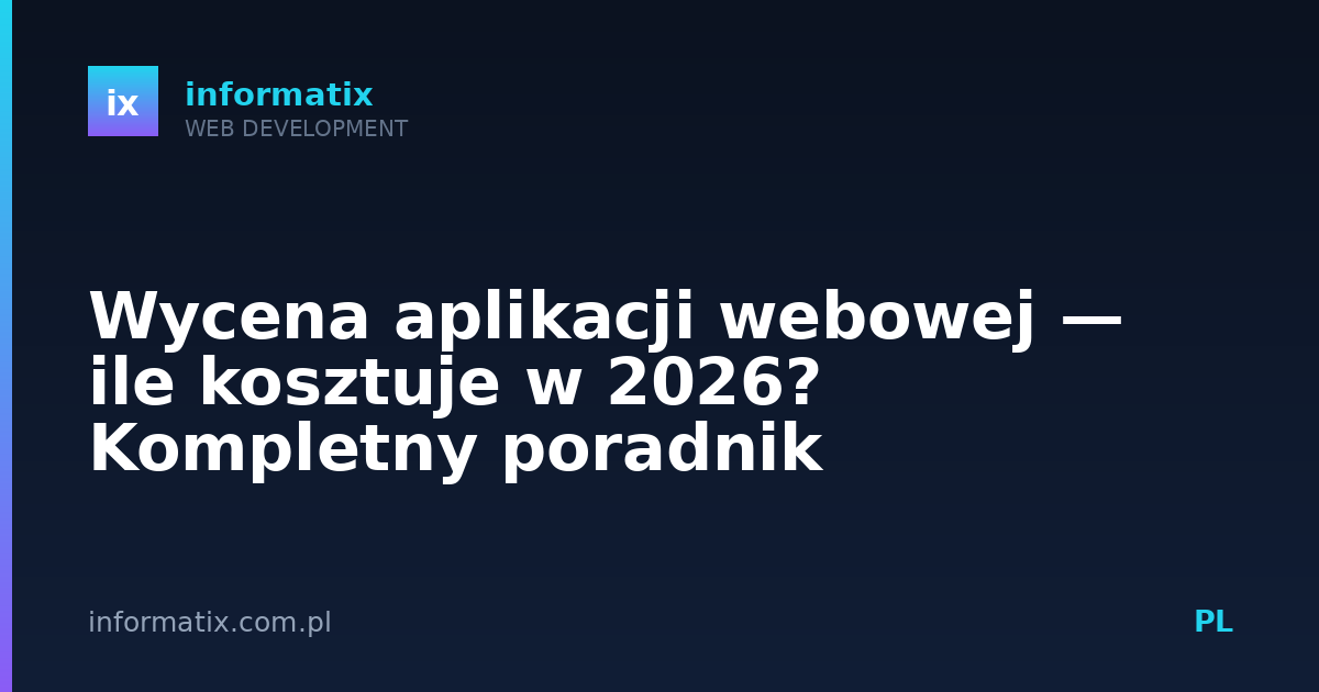 Wycena aplikacji webowej — ile kosztuje w 2026? Kompletny poradnik