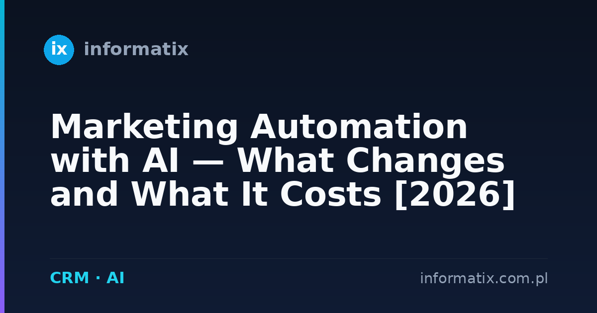 Marketing Automation with AI — What Changes and What It Costs [2026]