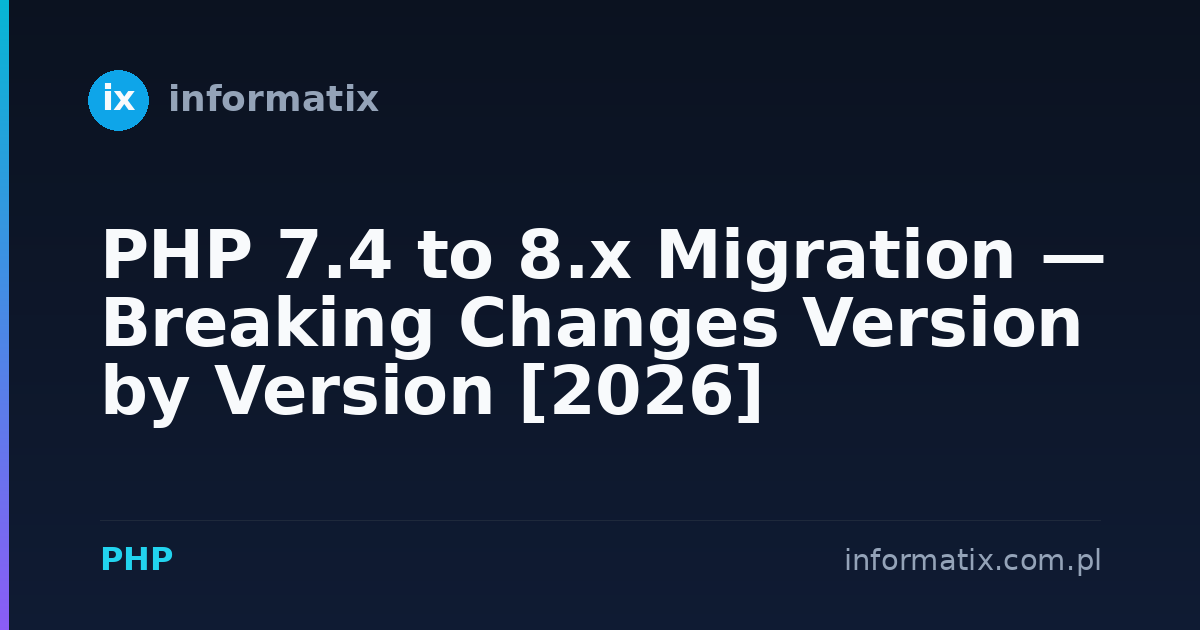 PHP 7.4 to 8.x Migration — Breaking Changes Version by Version [2026]
