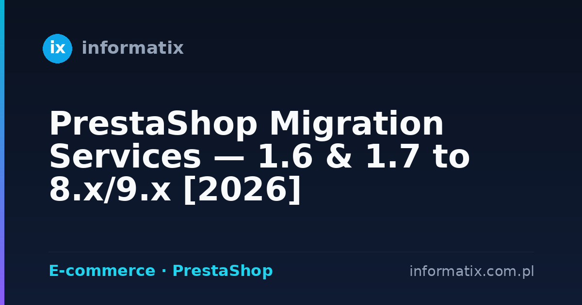 PrestaShop Migration Services — 1.6 & 1.7 to 8.x/9.x [2026]