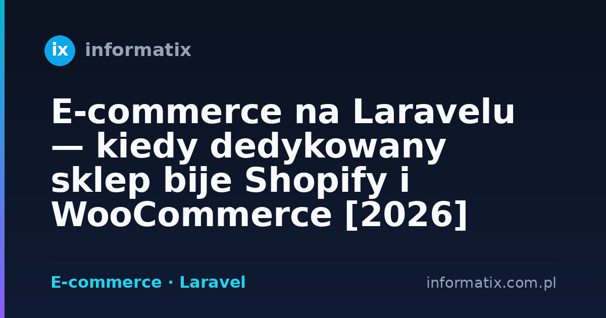 E-commerce na Laravelu — kiedy dedykowany sklep bije Shopify i WooCommerce [2026]