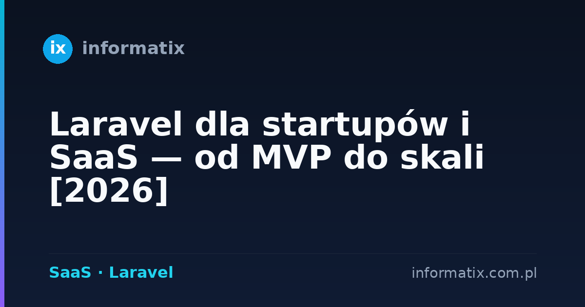 Laravel dla startupów i SaaS — od MVP do skali [2026]