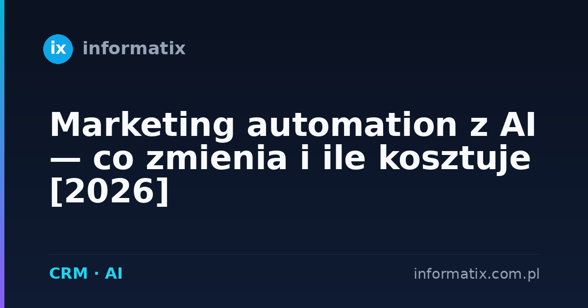 Marketing automation z AI — co zmienia i ile kosztuje [2026]